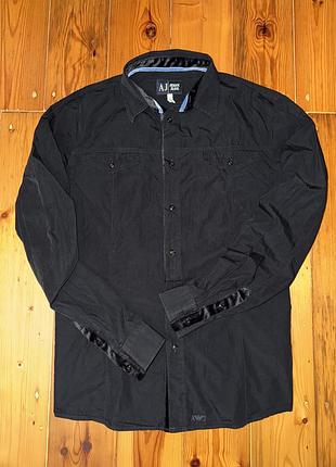 Чоловіча чорна сорочка low-top armani jeans, розмір xl