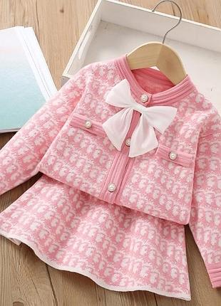 Стильный костюм двойка для девочек кофта+юбка