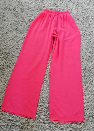 Льняные брюки высокая посадка яркий насыщенный цвет по бокам кармана