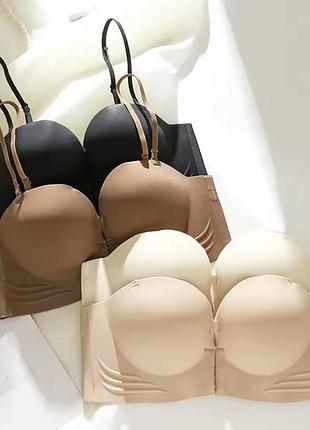 Шоколадний бюстгальтер з застібкою спереді, бюст без кісточок, з пуш-апом