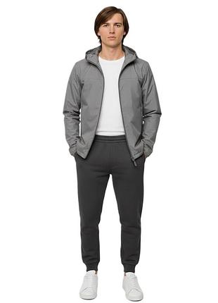 Спортивные мужские брюки на флисе серые на резинке размер 48-56