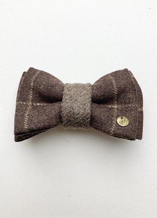 Заколка-бантик коричневий в клітинку