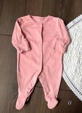 Рожевий чоловічок сліп для новонародженої дівчинки в пологовий next з жирафою