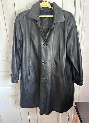 Куртка пальто жіноча шкіряна чорна l xl
