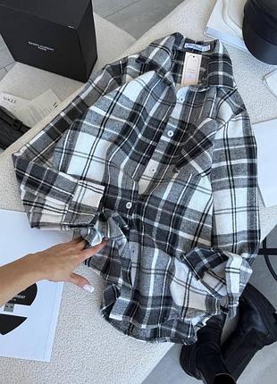 Жіноча повсякденна класична тепла сорочка рубашка у клітинку тканина кашемір турція