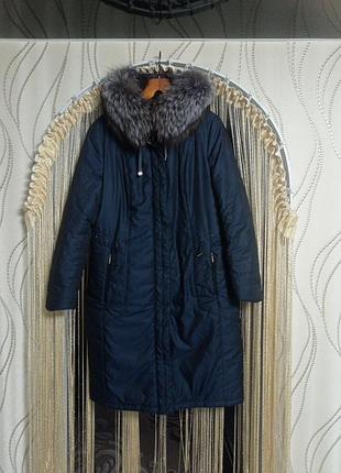 Жіноче зимове пальто на верблюжій шерсті з натуральним хутром