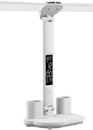 Лампа аккумуляторная led, настольная с часами, календарем, термометром