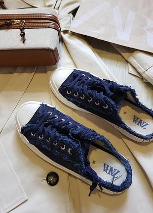 Сині твідові кеди zara сині кросівки жіночі  кеди жіночі текстільні кеди жіночі