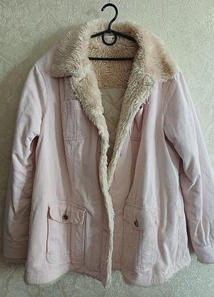 Женская вельветовая куртка52 54р розовая