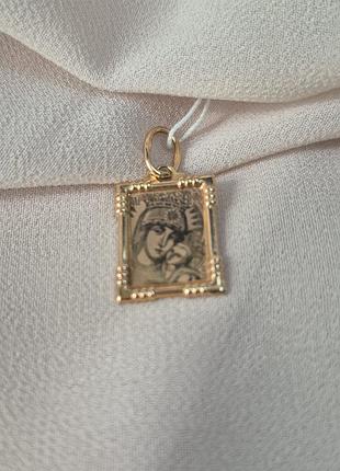 Золота ладанка богородиця з алмазним гравіюванням.