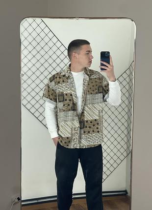 Коричнева оверсайз гавайка radiadic fashion bandana print принт бандана