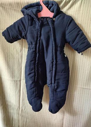 Детский комбинезон для мальчика синий теплый комбинезон 1-2 мес 56 см