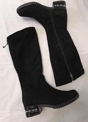 Сапоги из натуральной замши высокие демисезонные