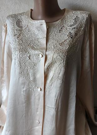 Халат, винтаж, ручная вышивка, шелк натуральный, франция