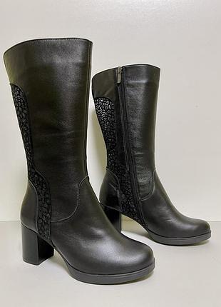 Удобные новые полусапоги по распродаже 37 р демисезонные кожаные на каблуке 6 см осенние весенние короткие сапоги