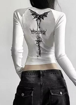 Топ білий з принтом готика гранж