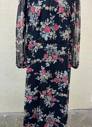 Шифоновое платье макси с цветочным принтом