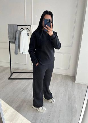 Якісний чорний ангоровий костюм двійка теплий кофта та штани 2038