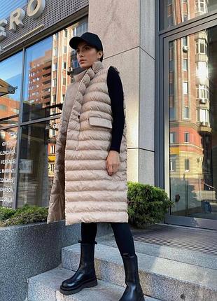 Жилетка длинная стеганая