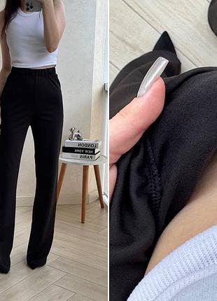 Чорні жіночі штани-лосини утеплені на флісі 162