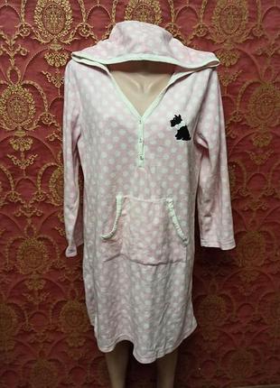 Теплая пижамная кофта типа ночной рубашки с капюшоном этикетки отрезаны тонкий флис