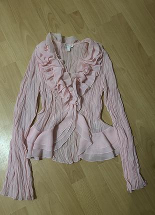 Яскрава плісирована блуза на ґудзиках