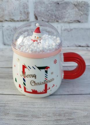 Чашка новогодняя olens снежный праздник с крышкой керамика 360 мл 8030-299-1