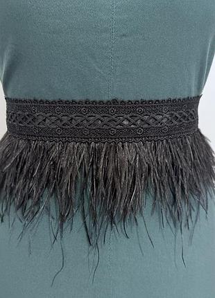 Чорний пояс з пірʼя, пояс з пірʼям страуса жіночий