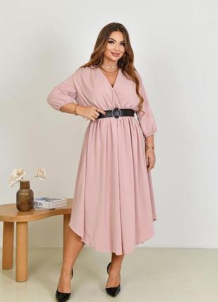 Жіноча мінімалистична сукня. міді | декольте та виріз на спинці | 8616