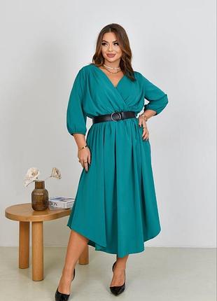 Жіноча мінімалистична сукня міді | з декольте та вирізом на спині | 8616