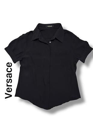 Блуза из шелка versace с коротким рукавом