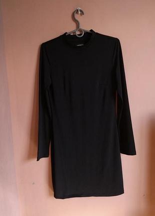 Сукня довгий рукав, міні, в обтяжку, з коміром