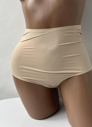 Бесшовные бежевые трусы высокие трусики безшовні високі f&f р.2xl