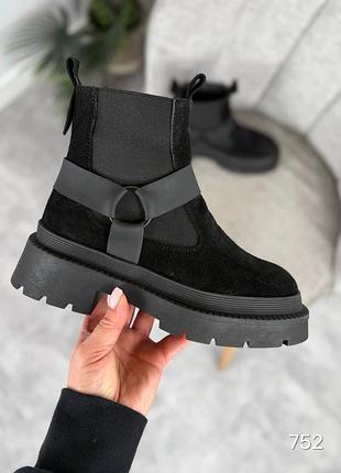 Ботинки monopoli, черный, натуральная замша, деми