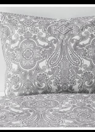 Ikea наволочка белая - темно-серая 50х80 см две 2 штуки на молнии комплект набор полиэстер jättevallmo  иэттеваллмо