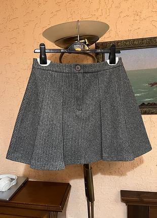Стильна твідова вовняна спідниця-плісе cher17