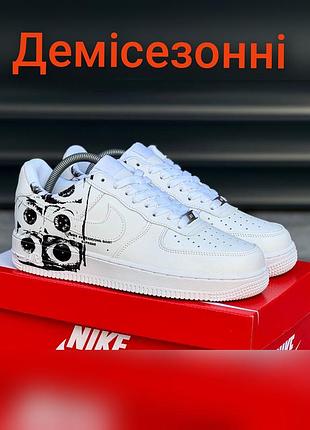 Кроссовки мужские nike WHITE air force 1 low x белые кожа, демисезонные осень весна лето, кожаные, размер 41-45, новые, 1256