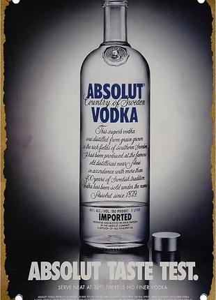 Металлическая винтажная табличка absolut vodka 14х20 см