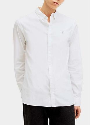 Біла чоловіча сорочка allsaints рубашка белая рубаха хлопковая бавовняна хлопок 100% бавовна базова класична