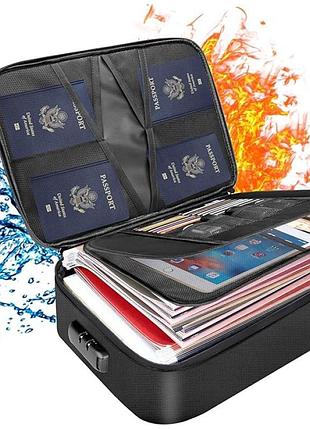 Органайзер тека для документів з кодовим замком на 2 відділення чорний