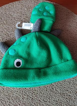 Комплект: шапка и перчатки флисовые 3-6 мес.