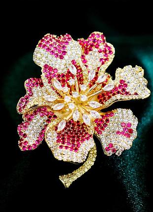 Шикарная брошка люкс класса цветок, цветы,цветочка light luxury fashion (красная брошь цветок,цветы,цветочек)