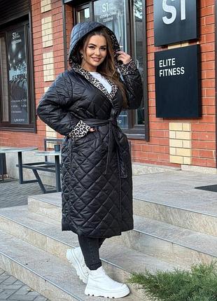 Женское зимнее стеганное пальто лаке рр 48-58