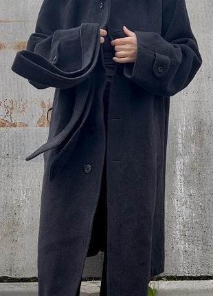 Вінтажне чоловіче класичне обʼємне шерстяне кашемірове твідове подовжене пальто peter james з відкладним коміром