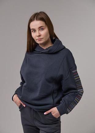 Костюм утеплений спортивний етно жіночий сірий