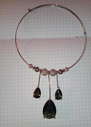 Колье чокер ожерелье женское нежное серебристое черное