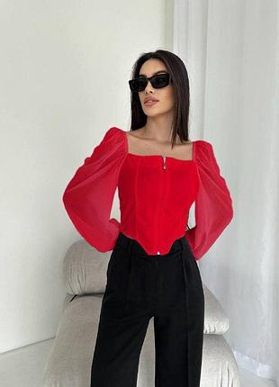 Женская красивая кофточка; цвета: белый, черный, красный; размеры: 42-44, 46-48