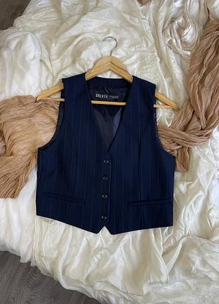 Синій класичний жилет