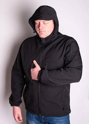 Куртка тактическая софтшелл черная демисезон