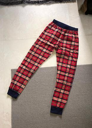 Піжамні домашні штани в клітинку бавовняні хлопковые пижамные домашние штаны в клетку новогодние рождественские новорічні